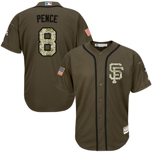 Giants #8 Hunter Pence Green Salute to Service Stitched MLB Jersey - Click Image to Close